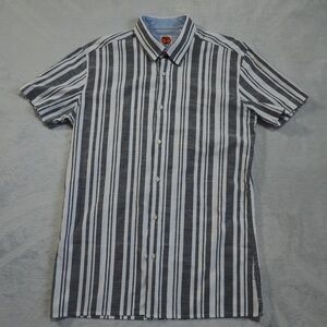 Scott Ellis Sz M Casual Button Down Striped Shirt - Black and White